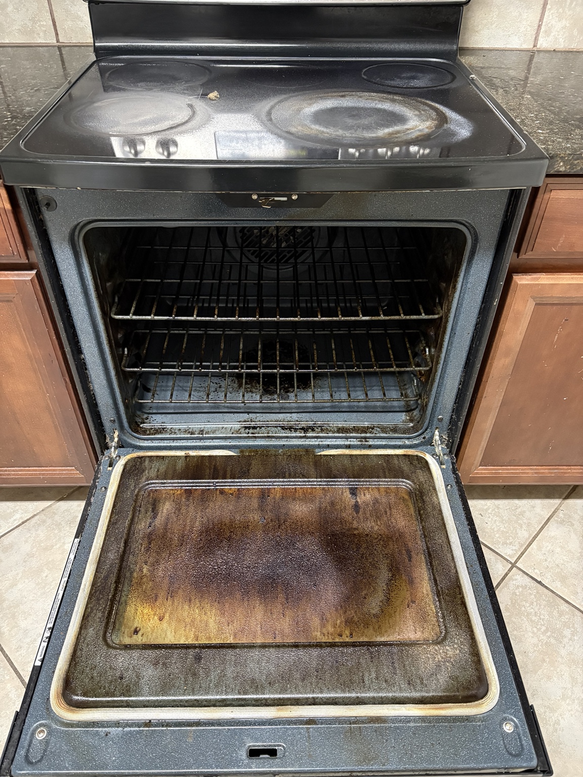 Oven before restoration cleaning