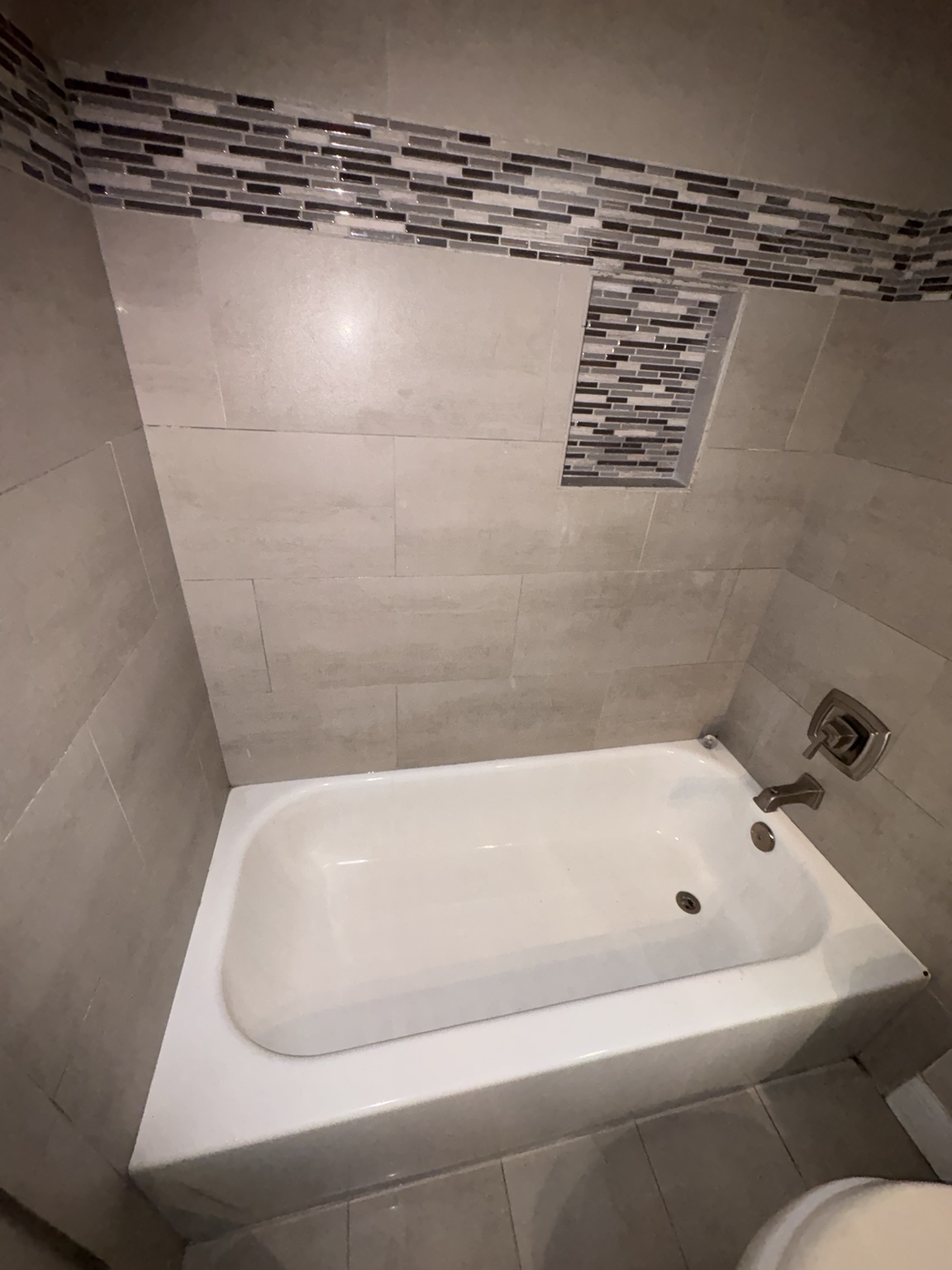 Stone tile bathtub after cleaning